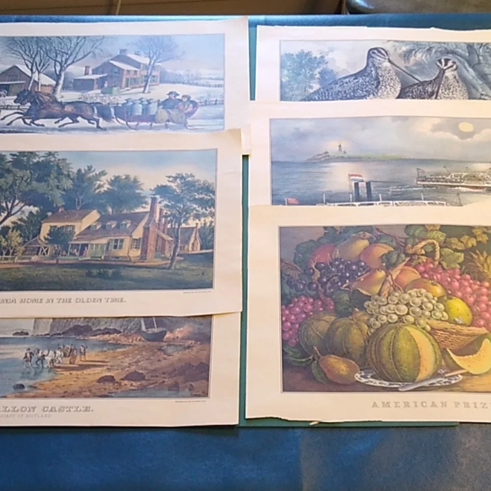 Vintage 1988 Calendar Set reprint Currier & Ives